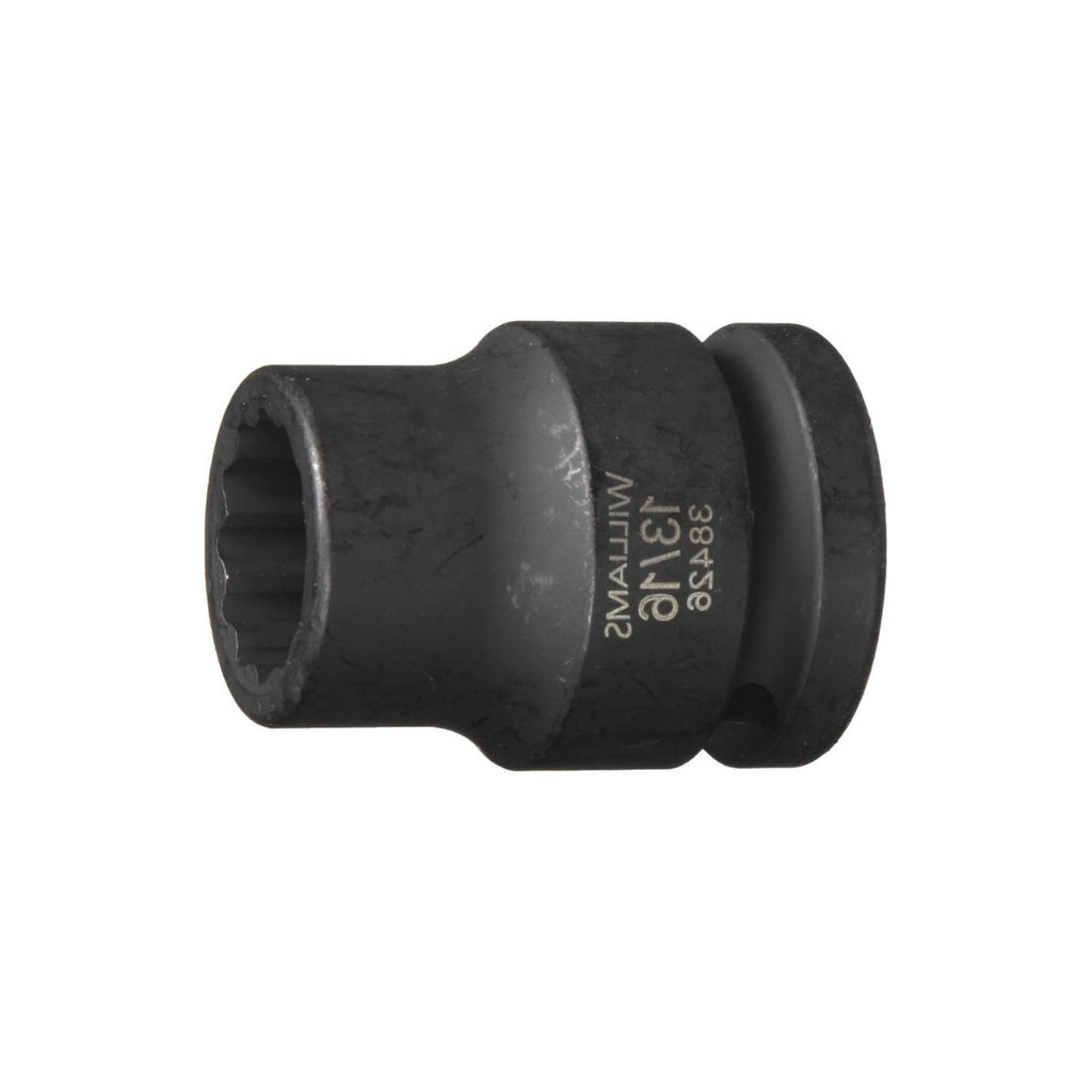 Williams JHW38426 13/16” Shallow Impact Socket – 3/4” Drive, 12 Point, High Strength Alloy Steel, Industrial Grade Socket