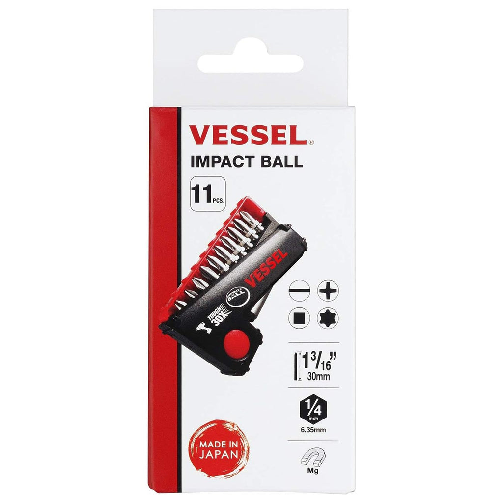 VESSEL IMPACT BALL™ Torsion Bit 10+1 PC. Set in POP-UP CASE No.IB11P02U Made in Japan by VESSEL