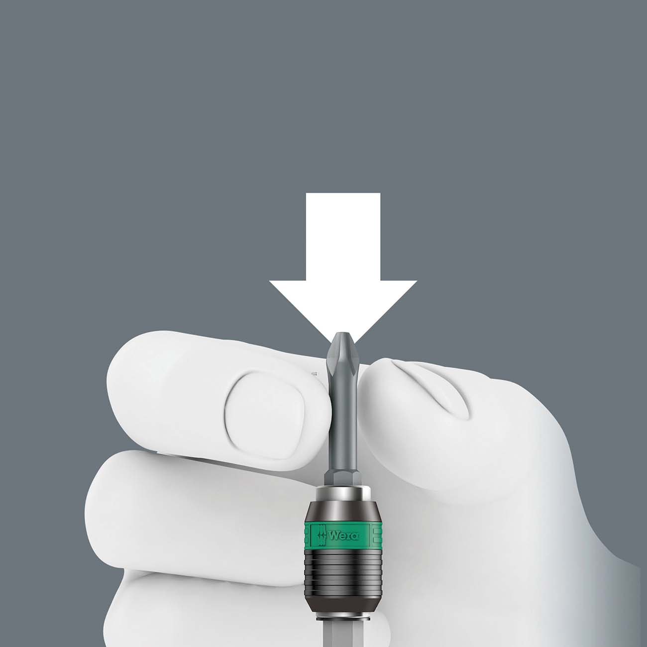 Wera - 5051272001 Kraftform 813 R Hexagon Bitholding Screwdriver, Rapidator Quick-Release Chuck, 1/4" Head, 90mm Blade Length
