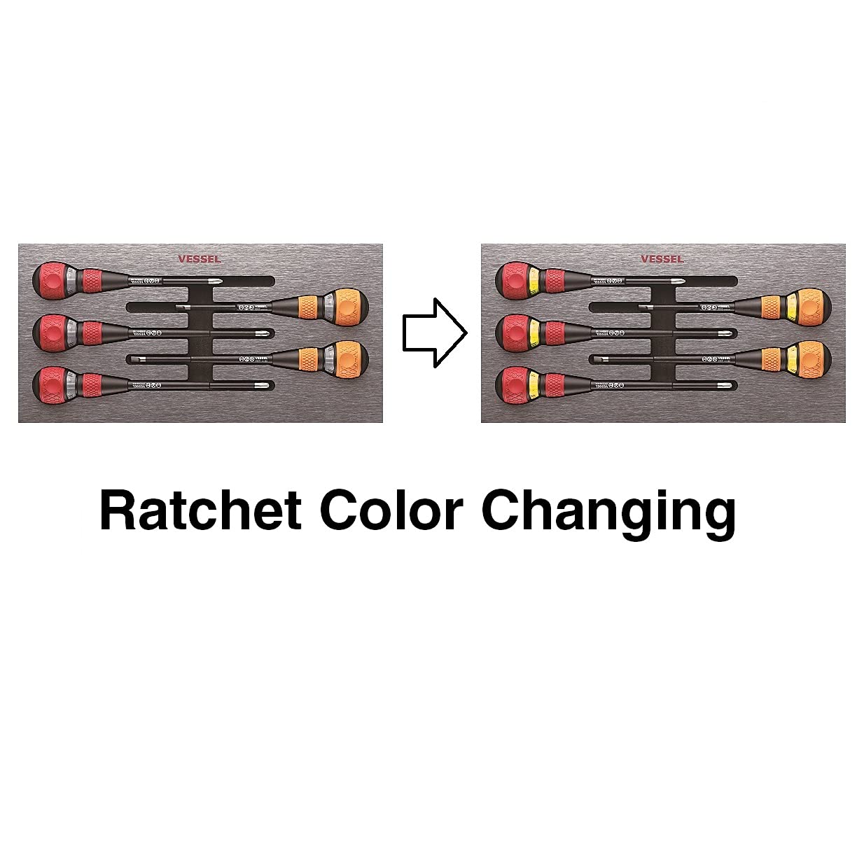 Vessel 22005EVA Ratcheting Ball Grip Screwdriver Set – 5-Piece Ratchet Handle Screwdriver Kit