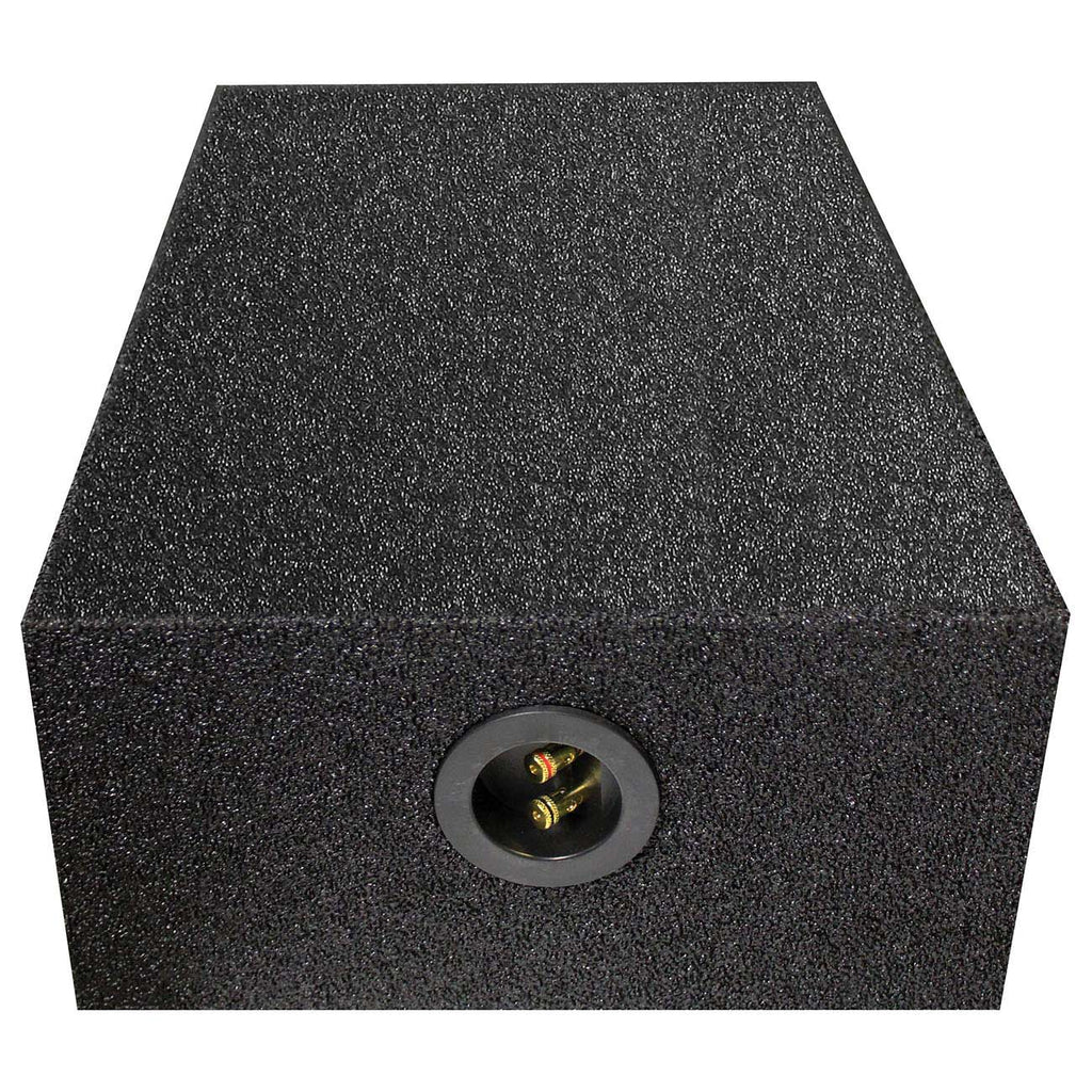 QPower QBSHALLOW10DF Single 10″ Sealed Subwoofer Enclosure – Universal Downfire/Behind Seat – Bedliner Finish