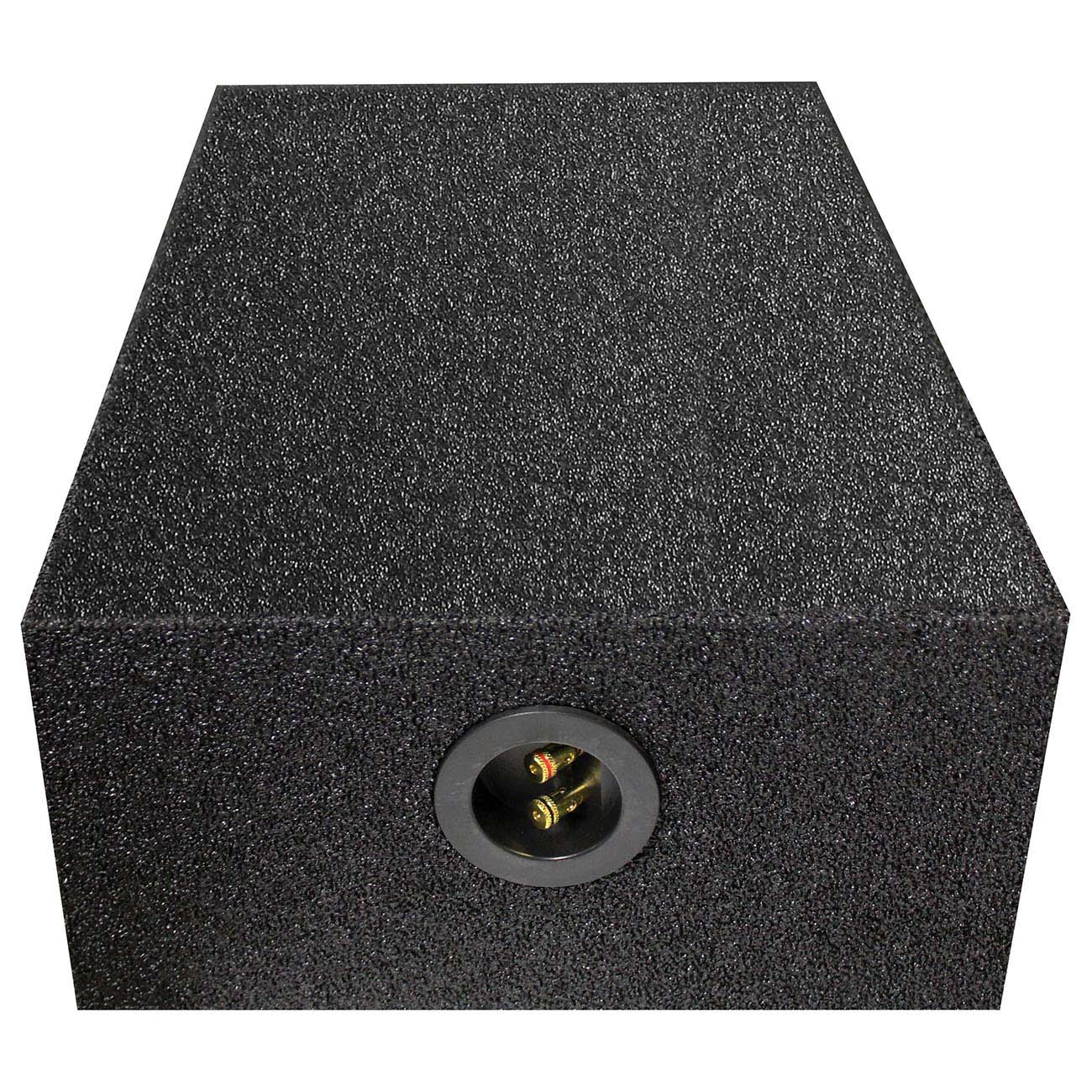 QPower QBSHALLOW10DF Single 10″ Sealed Subwoofer Enclosure – Universal Downfire/Behind Seat – Bedliner Finish
