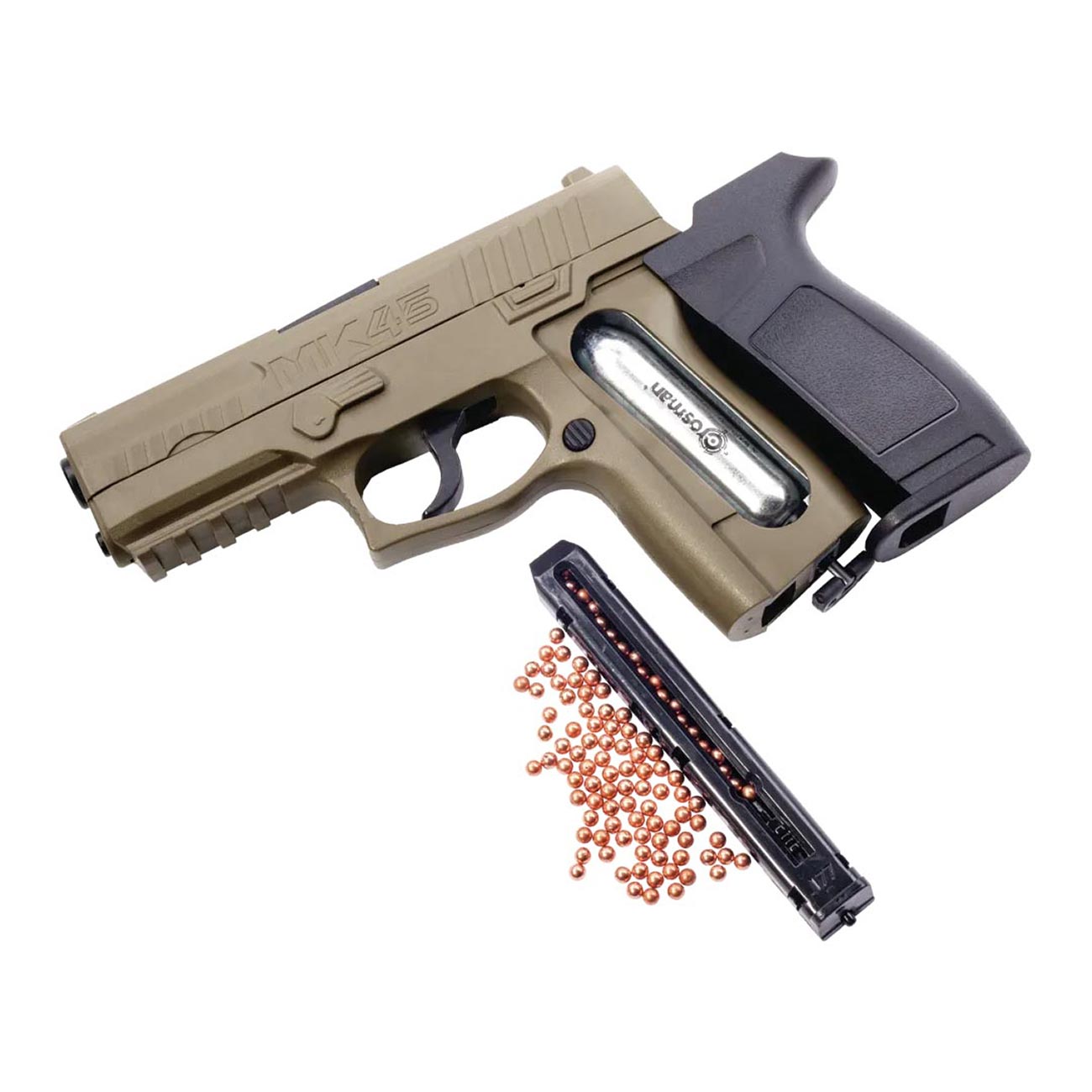Crosman MK45 CO2-Powered Semi-Auto BB Air Pistol, Earth/Black