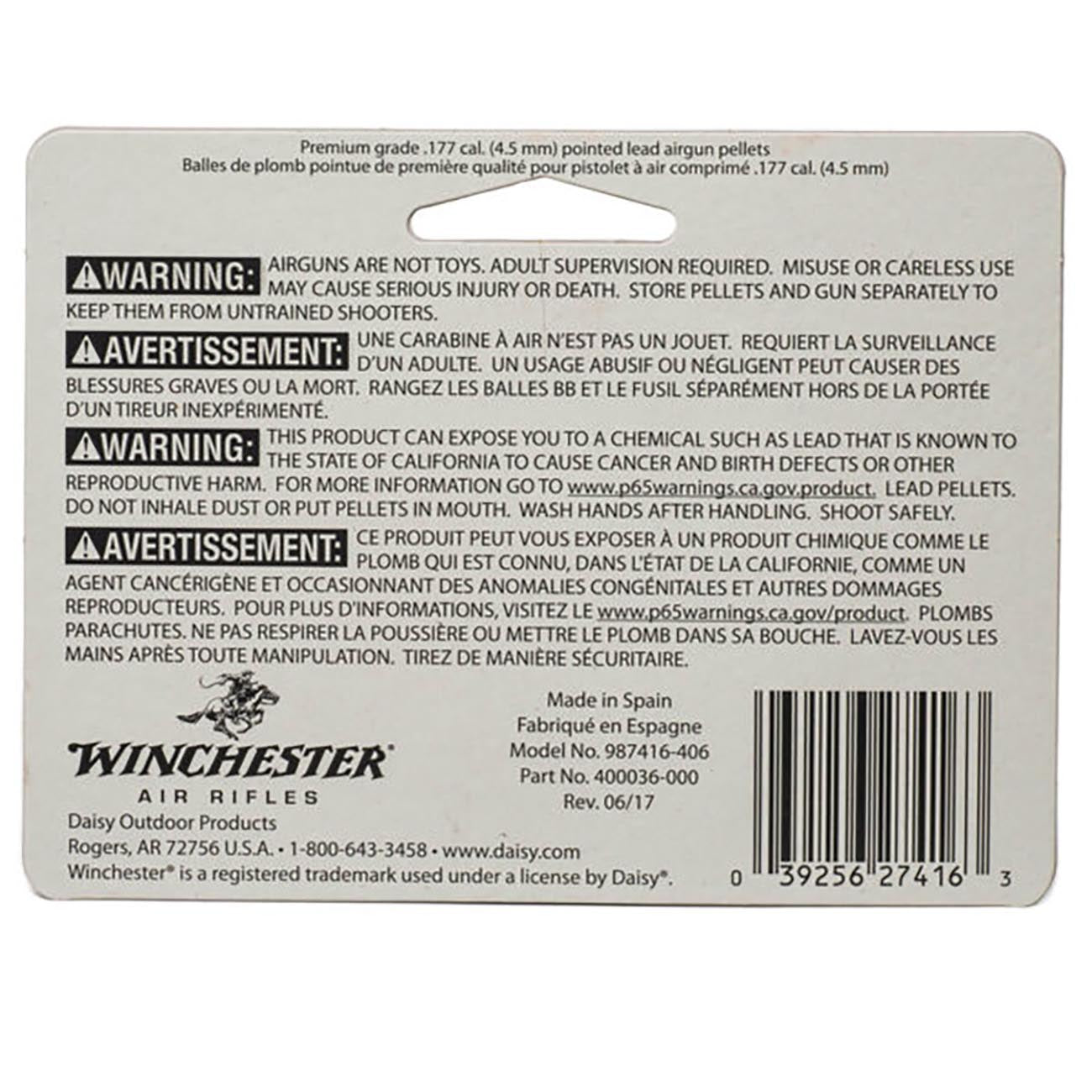 Winchester Pointed .177 Caliber Pellets