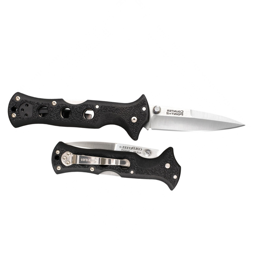 COLD STEEL Counter Point 2 3" Japanese AUS8A Razor-Sharp Blade 3.875" Griv-Ex Handle Narrow Blade Folding Knife w/Tri-Ad Locking Mechanism