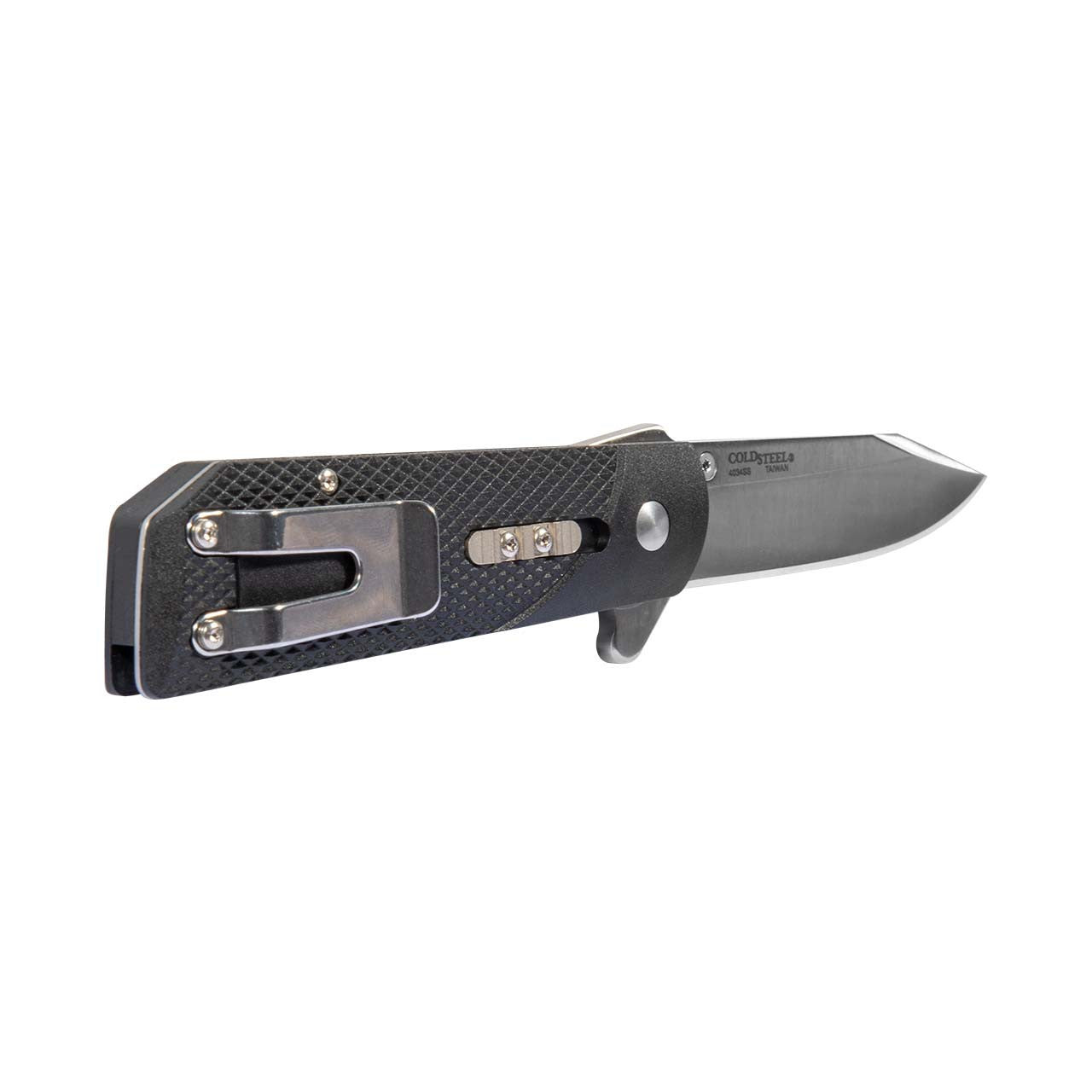 Cold Steel 1911 Folding Knife with Liner Lock, Checkered Griv-Ex Handle, Ambidextrous Pocket Clip, and Flipper, Silver & Black