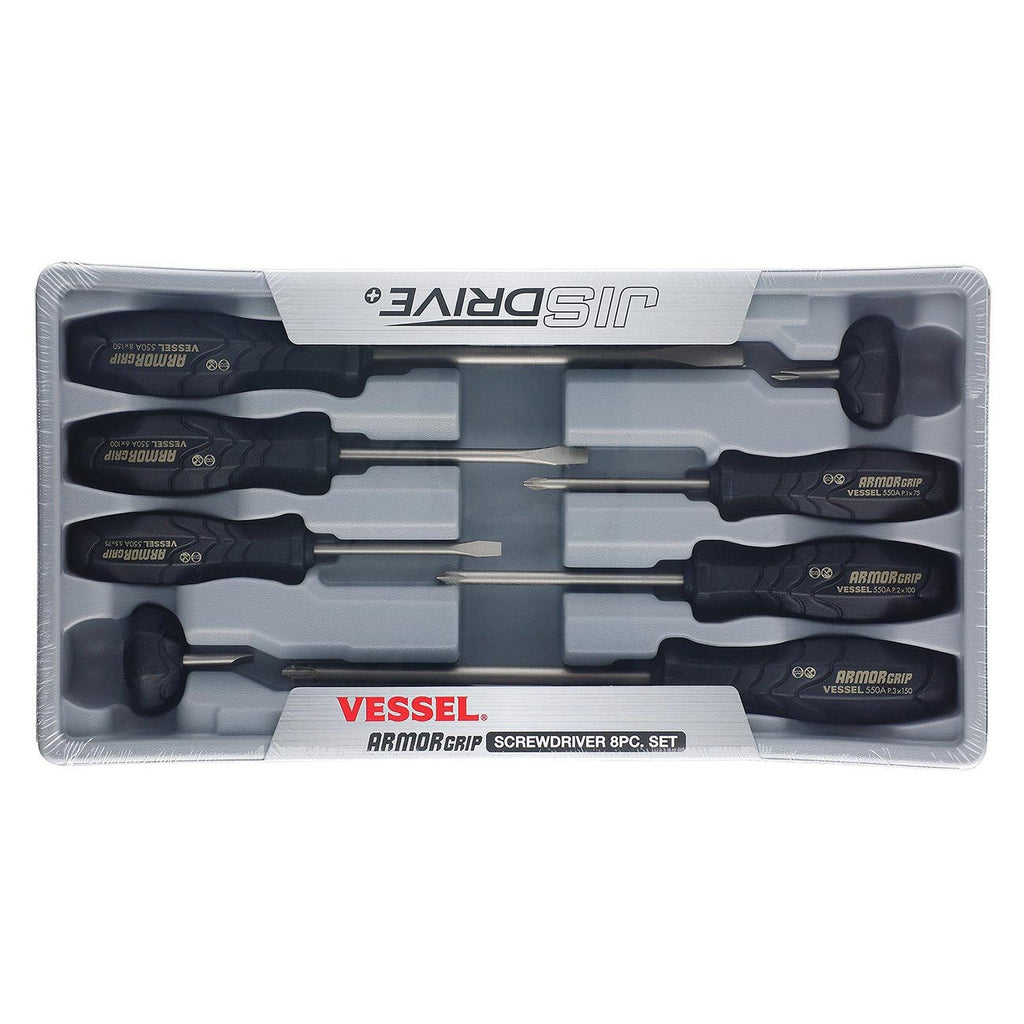 VESSEL ARMOR GRIP Screwdriver 8PC. Set (JISDRIVE) No.550A8PTU (Previous)