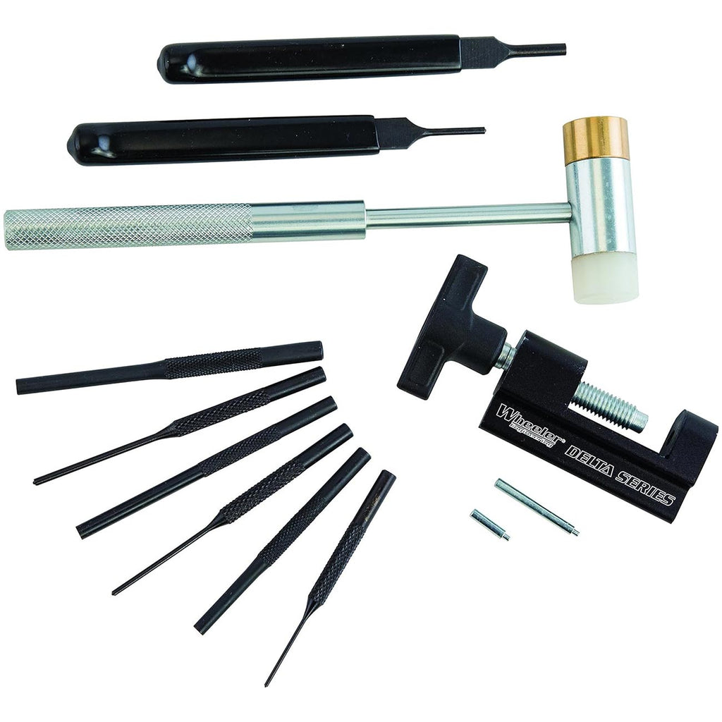 Wheeler Roll Pin Install Tool Kit with Trigger Install Tool, Punches, Brass/Polymer Hammer and Storage Case for Gunsmithing and Firearm Maintenance