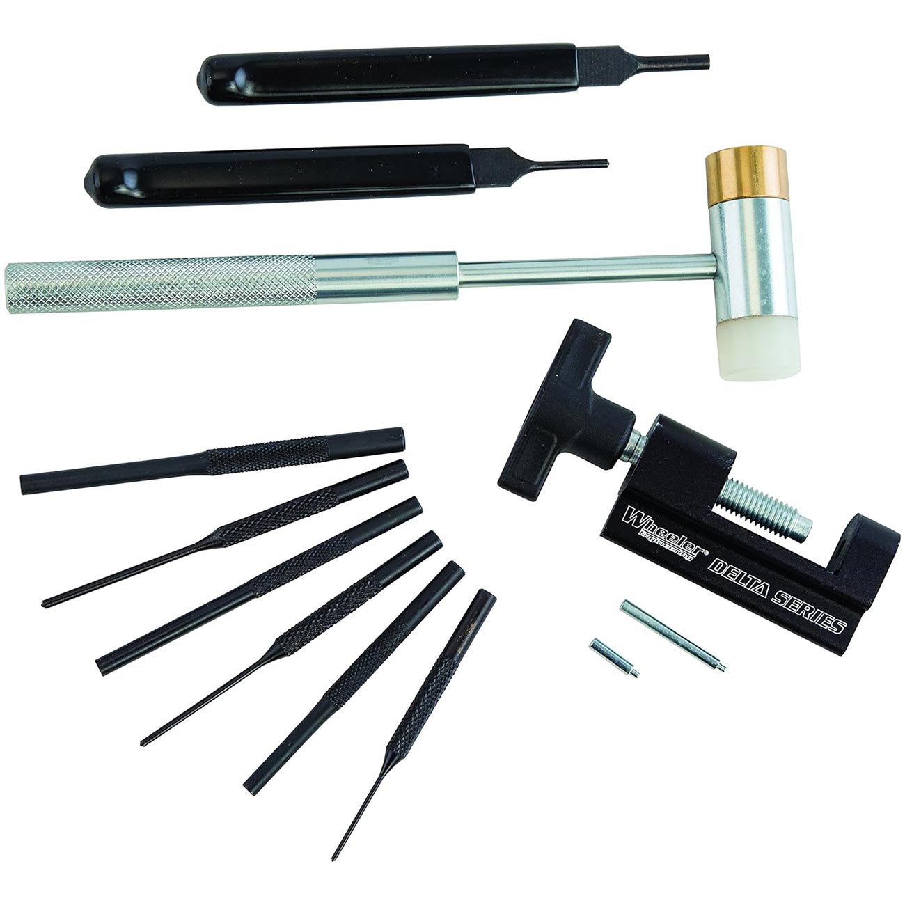 Wheeler Roll Pin Install Tool Kit with Trigger Install Tool, Punches, Brass/Polymer Hammer and Storage Case for Gunsmithing and Firearm Maintenance