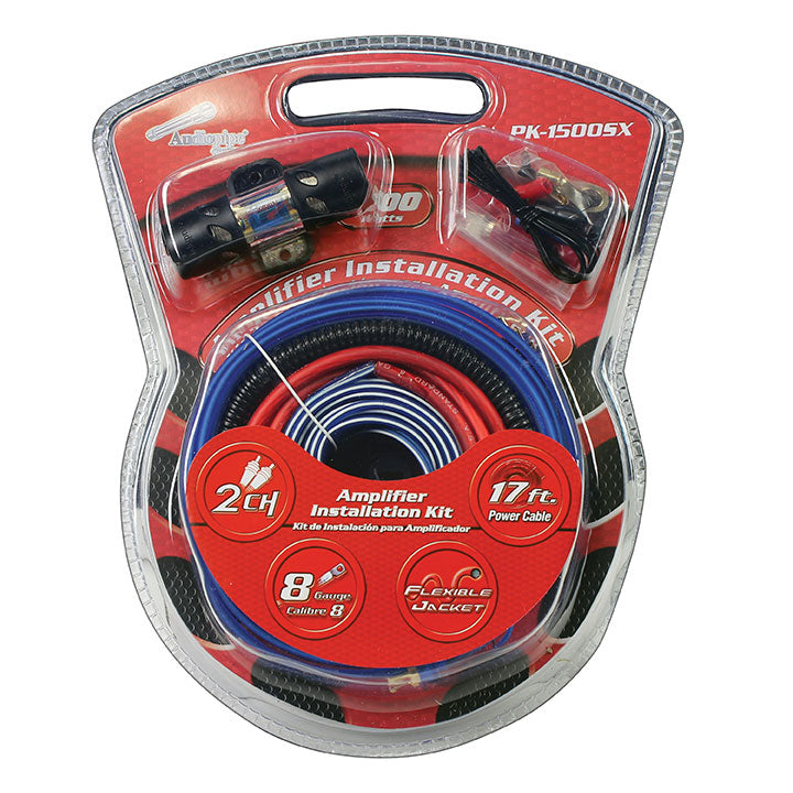 Audiopipe PK1500SX 8‑Gauge Amplifier Wiring Kit – Complete 1500W Car Audio Power & Signal Installation Kit