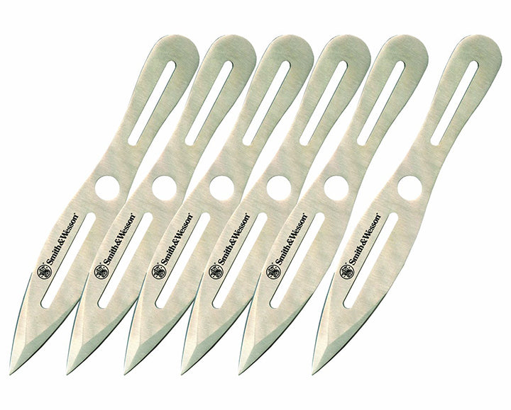 Smith & Wesson 8in Throwing Knives Set 6 Pack with Nylon Belt Sheath and Ergonomic Design for Outdoor, Recreation and Competition