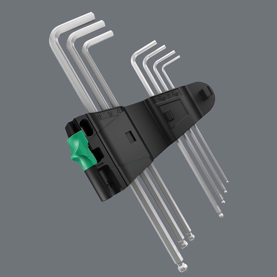 Wera Hex-Plus Chrome-Plated Stainless Steel Metric L-Key Wrench (9-Piece) 05133163001