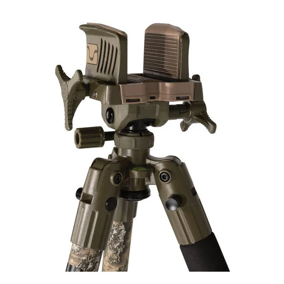 BOG DeathGrip Realtree Excape Camo Tripod with Durable Aluminum Frame, Lightweight, Stable Design, Bubble Level, Adjustable Legs, and Hands-Free Operation for Hunting, Shooting, and Outdoors