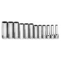 Williams JHWMSBD12HRC SUPERTORQUE 12-Piece 3/8-Inch Drive Deep Metric 6 Point Socket Set (Range: 8mm - 19mm), High-Polished Chrome Finish, Designed for Maximum Engagement on 6-Point Fasteners
