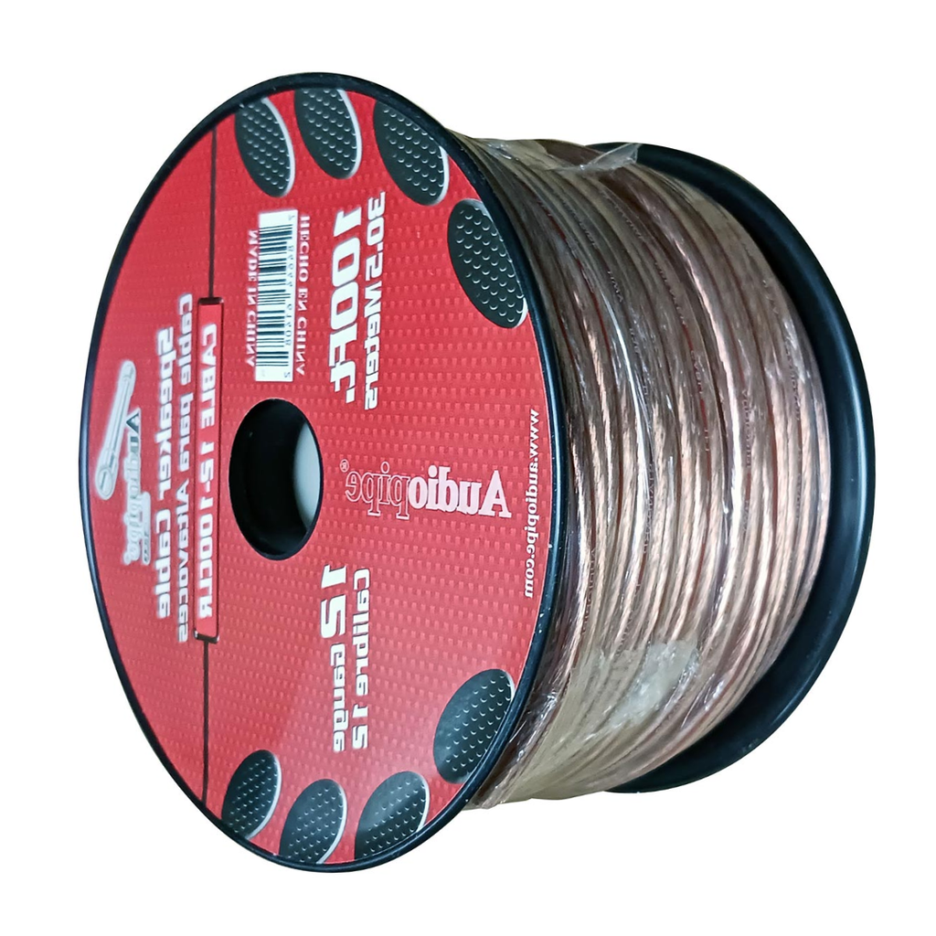 Audiopipe 12‑Gauge 100 ft Clear Insulation Speaker Wire Spool – Stranded 2‑Conductor Audio Cable