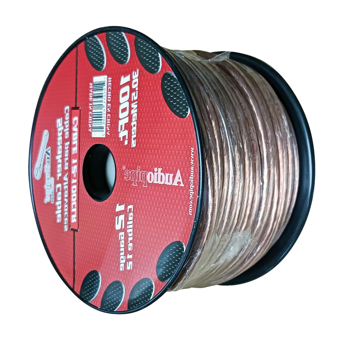 Audiopipe 12‑Gauge 100 ft Clear Insulation Speaker Wire Spool – Stranded 2‑Conductor Audio Cable