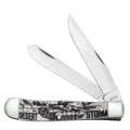 Case XX WR POCKET KNIFE TRAPPER - DESERT STORM - EMBELLISHED SMOOTH NATURAL BONE, ITEM 50953, LENGTH CLOSED 4 1/8 INCH (6254 SS)