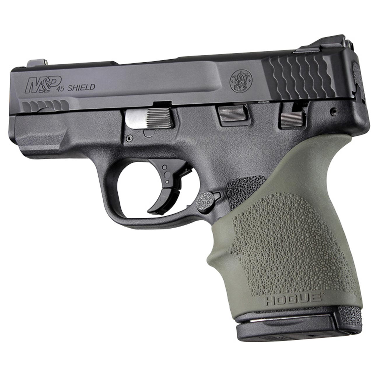 Hogue HandAll Beavertail Rubber Grip Sleeve for S&W M&P Shield 45, OD Green - 18301