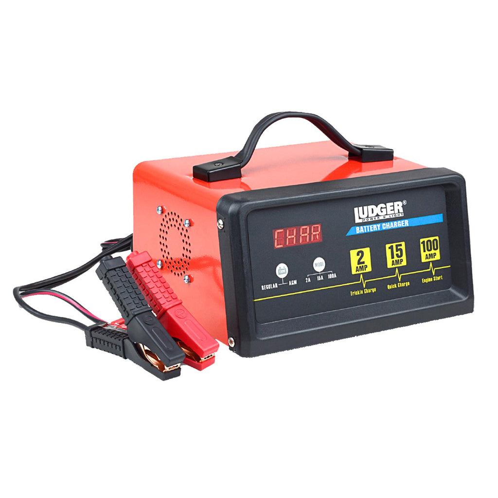 Ludger 12 Volt Battery Charger (LBCG-12-100), 12V Battery, Regular/AGM Battery Type, Automatic Car Charger, Battery Charger 12V Automotive, LED Screen