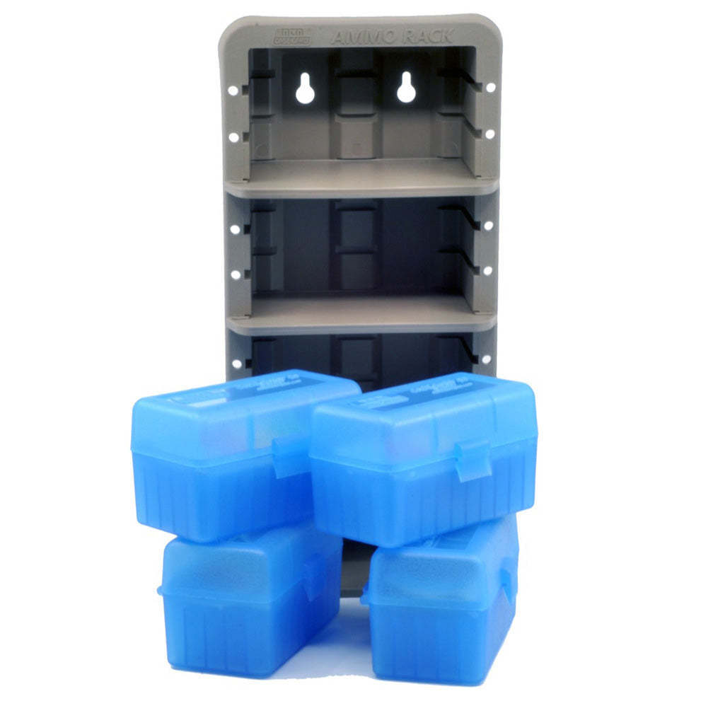 MTM ARRS Ammo Rack for Rifle Calibers (4-Ammo Boxes) Clear Blue