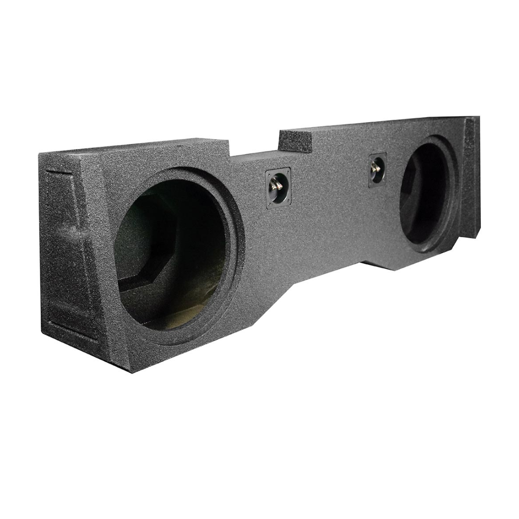 QPower QBGMC1220144DR “QBOMB” Dual 12″ Sealed Empty Woofer Enclosure – Under‑Seat Down‑Fire Sub Box for 2014–2018 Chevrolet & GMC Crew Cab Trucks