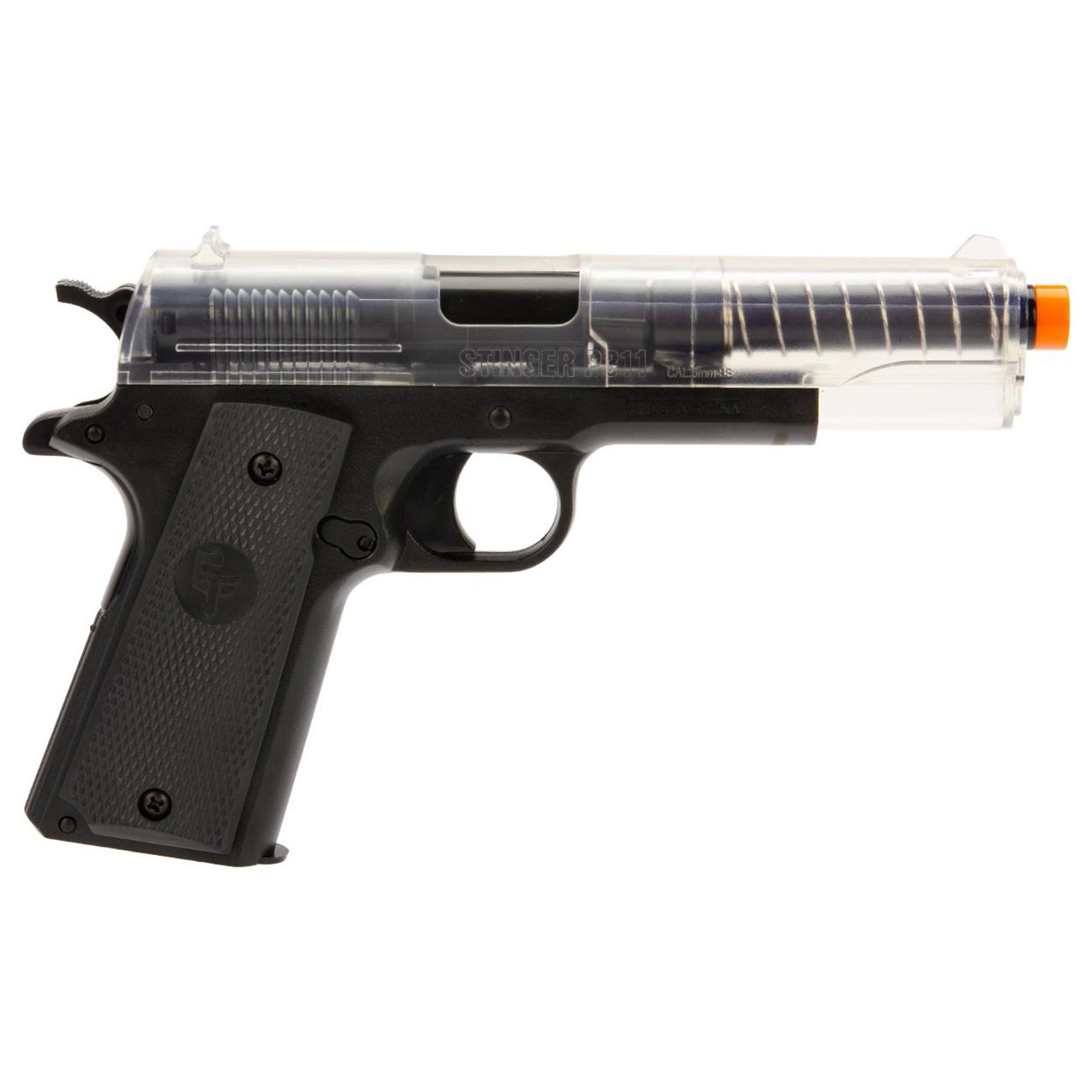 Crosman ASP311C Stinger P311C Spring-Powered Military-Style Airsoft Pistol, Clear/Black