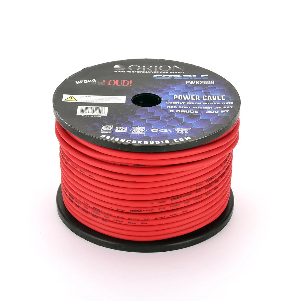 Orion Cobalt PW8200R 8 Gauge Wire (200ft) Copper Clad Aluminum CAA - High Powered Car Audio/Amplifier Power & Ground Cable, Battery Cable, Home Speaker Stereo, Welding Battery, RV Trailer Wiring