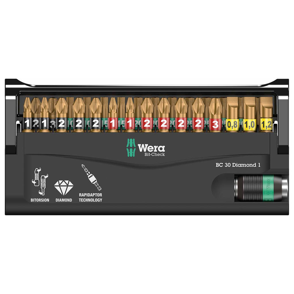 Wera 05057431001 Bit-Check with Diamond Coated Tips (30-Piece)