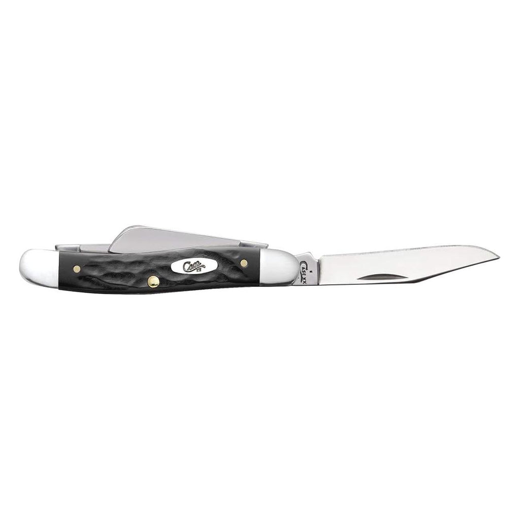 Case WR XX Pocket Knife Rough Black Jigged Synthetic Medium Stockman Item #18222 - (6318 SS) - Length Closed: 3 5/8 Inches