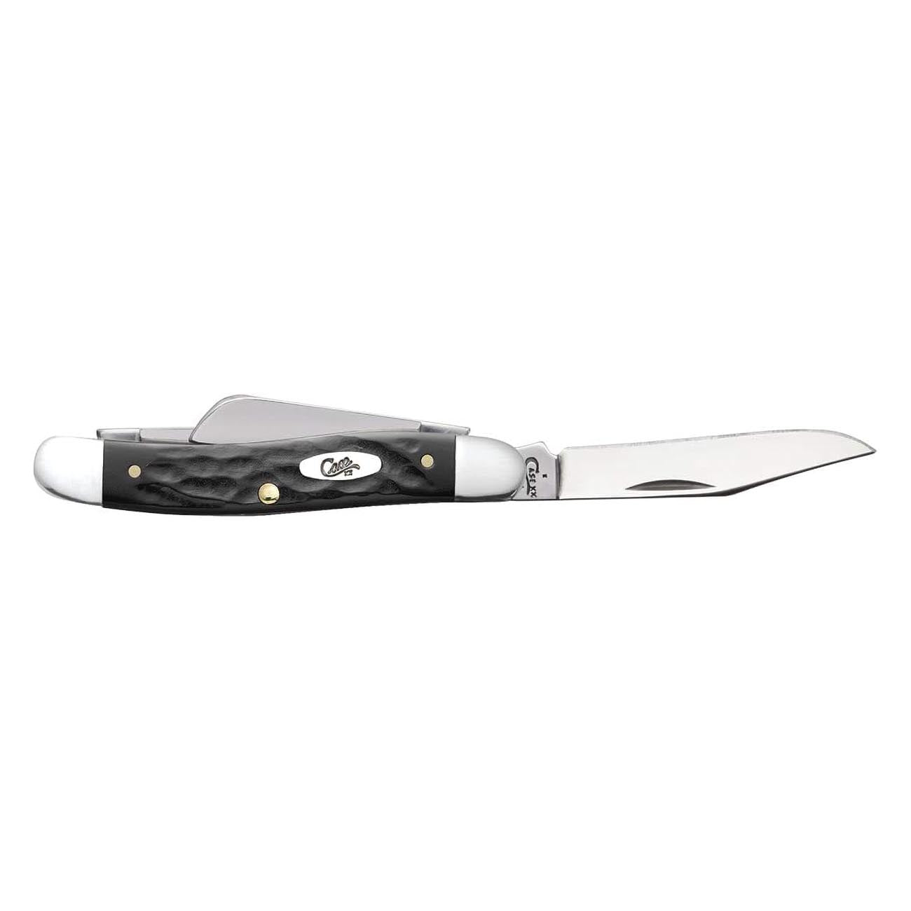 Case WR XX Pocket Knife Rough Black Jigged Synthetic Medium Stockman Item #18222 - (6318 SS) - Length Closed: 3 5/8 Inches
