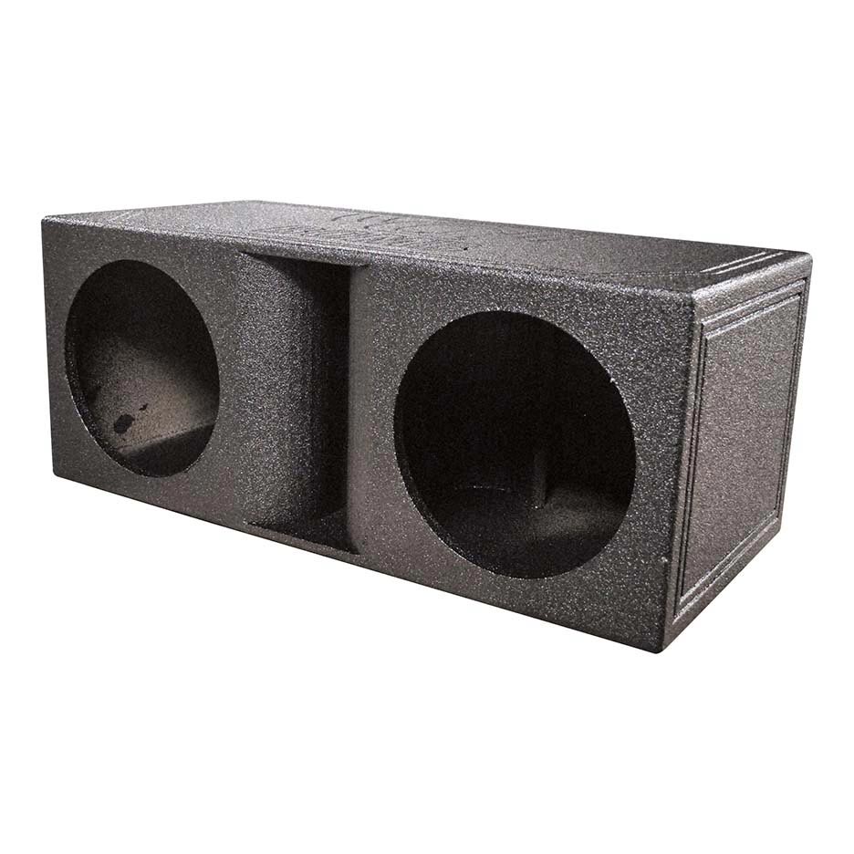 Q Power QBomb Dual Vented 12″ Horn Ported Subwoofer Box Finished with Bed Liner