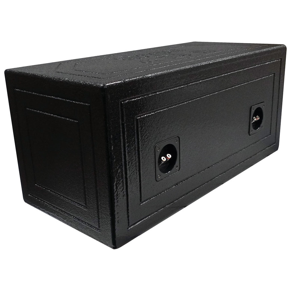 Q Power QBOMB8V Dual 8 Inch Vented Port Subwoofer Sub Box with Bedliner Spray
