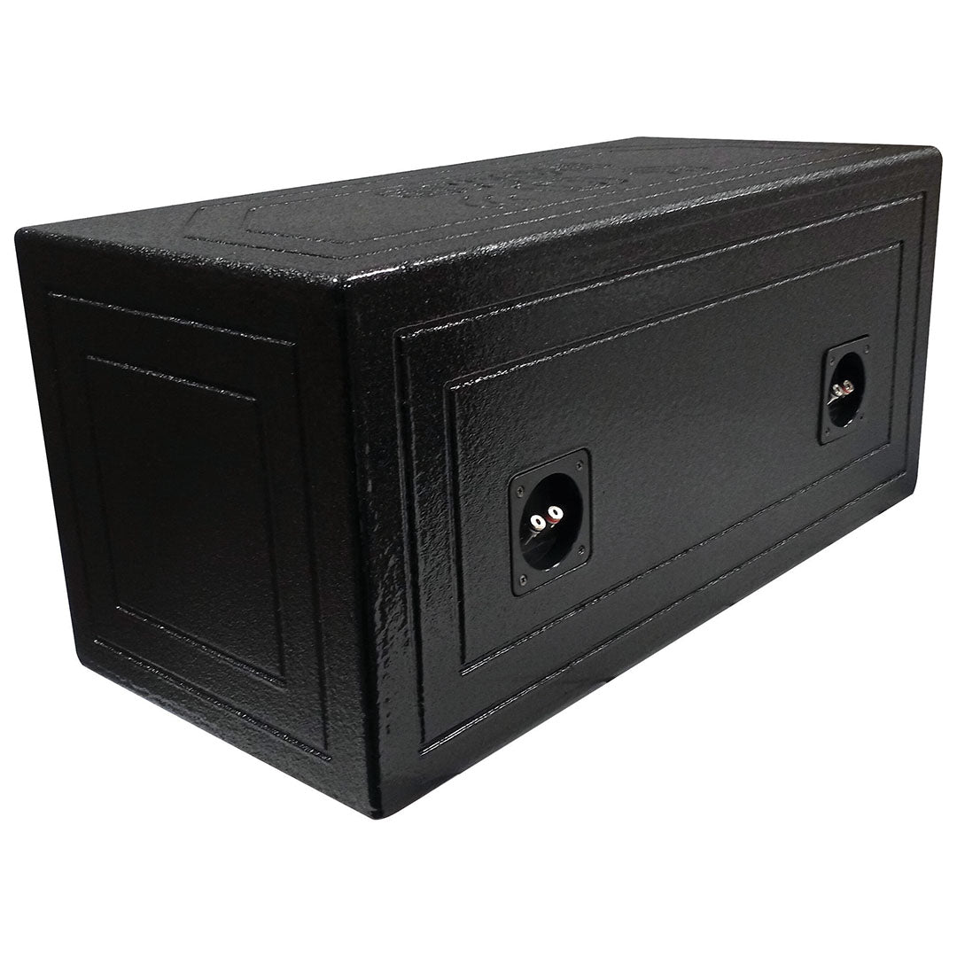 Q Power QBOMB8V Dual 8 Inch Vented Port Subwoofer Sub Box with Bedliner Spray