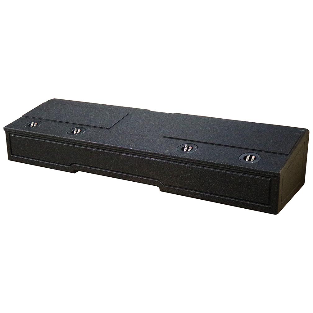 QPower 8 Inch Quad Port Car Subwoofer Speaker Enclosure Box with Bed Liner and Underseat Down Front Fire for 4 Subwoofers , Black