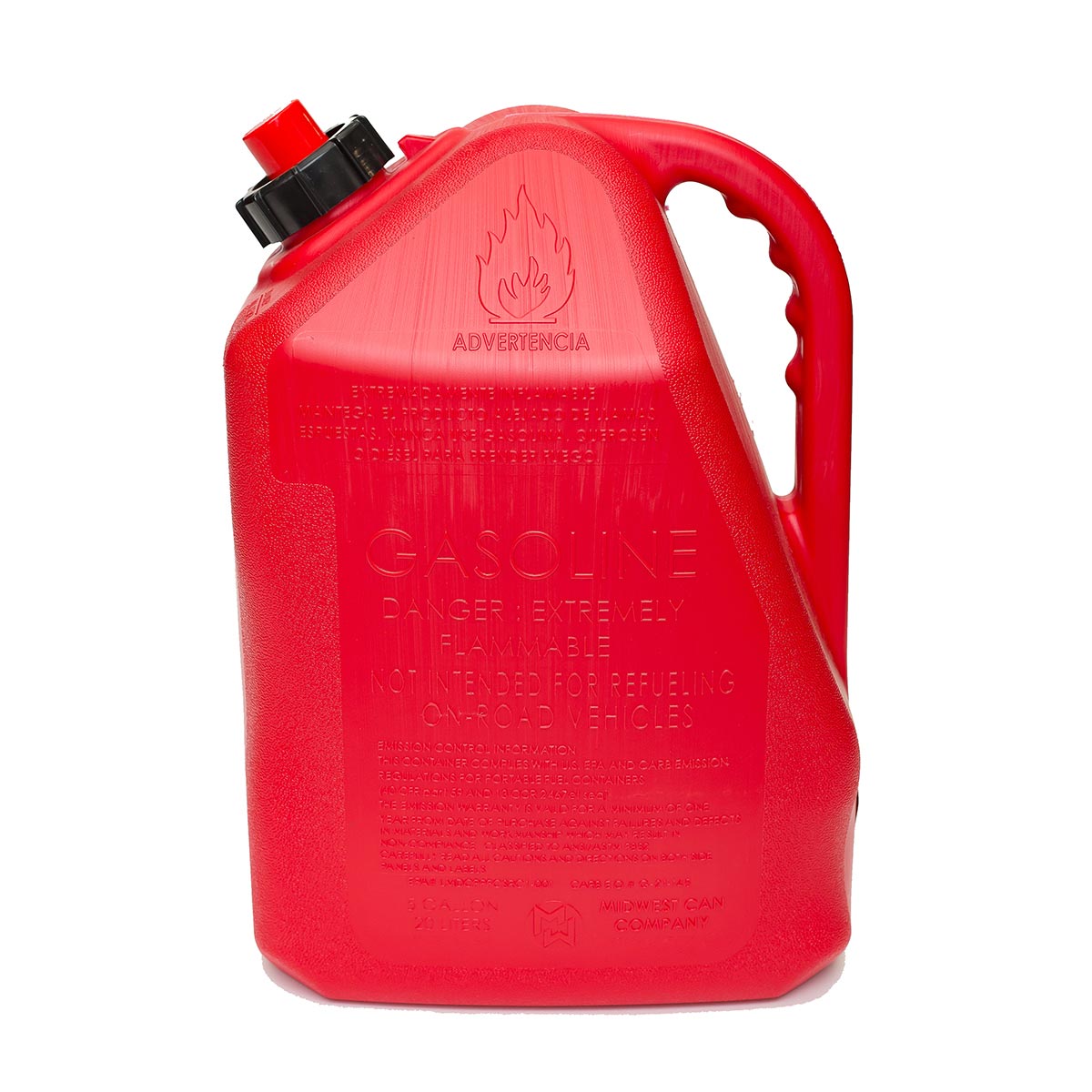 Midwest Can Company MC-5010 Pro Line Gasoline Can Fuel Container Jug with Speed-Flo Spout and Flame Shield System, 5 Gallons, Red