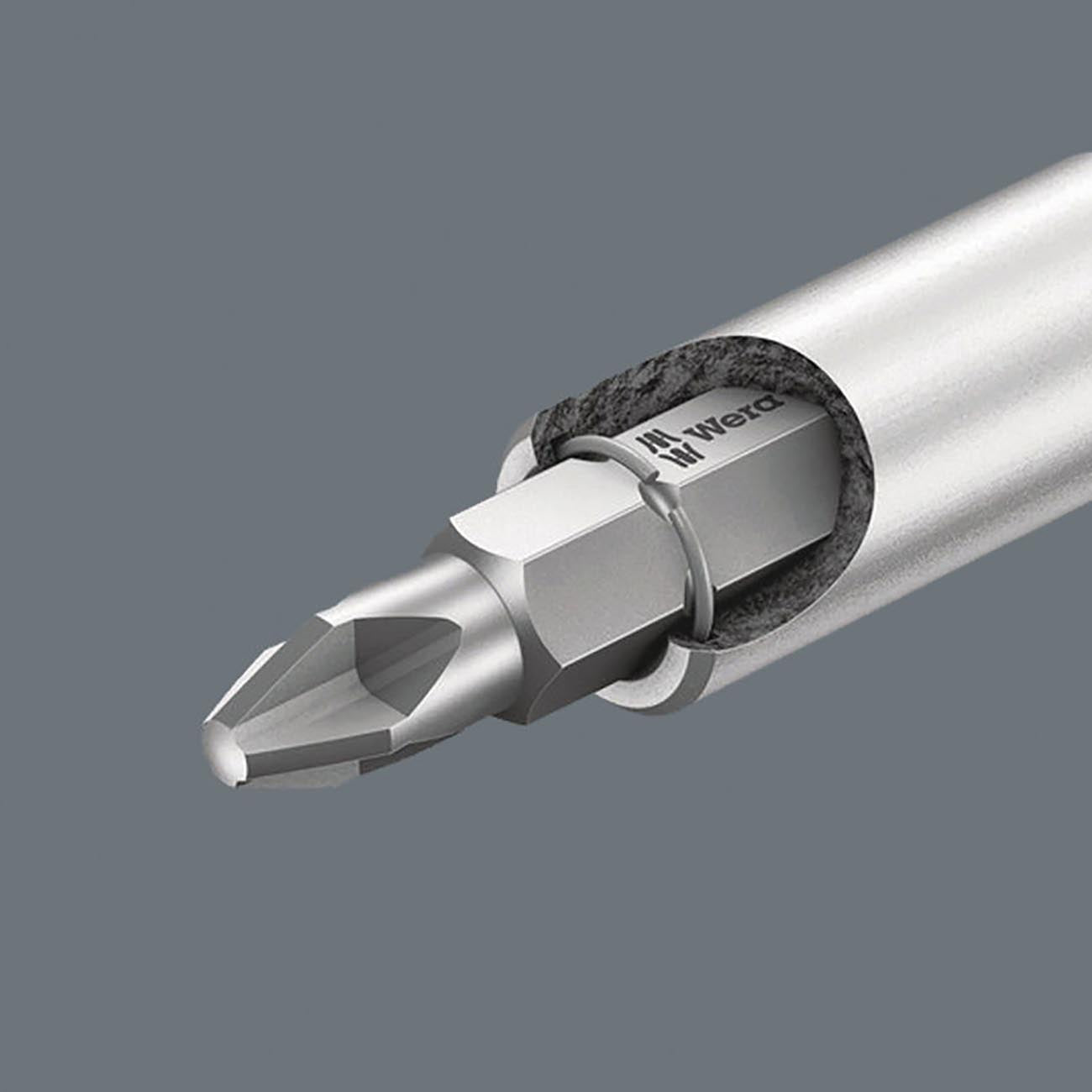Wera 05051005001 Kraftform 810/1 Hexagon Bitholding Screwdriver, Retaining Ring, 1/4" Head, 120mm Blade Length, Silver