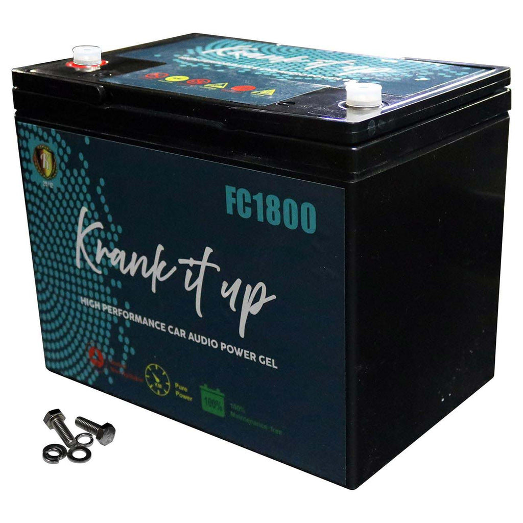Krank It UP FC1800 12V Power Cell Car Audio Battery – 1900W / 81Ah High Performance Auxiliary Battery for Amplifiers & Sound Systems