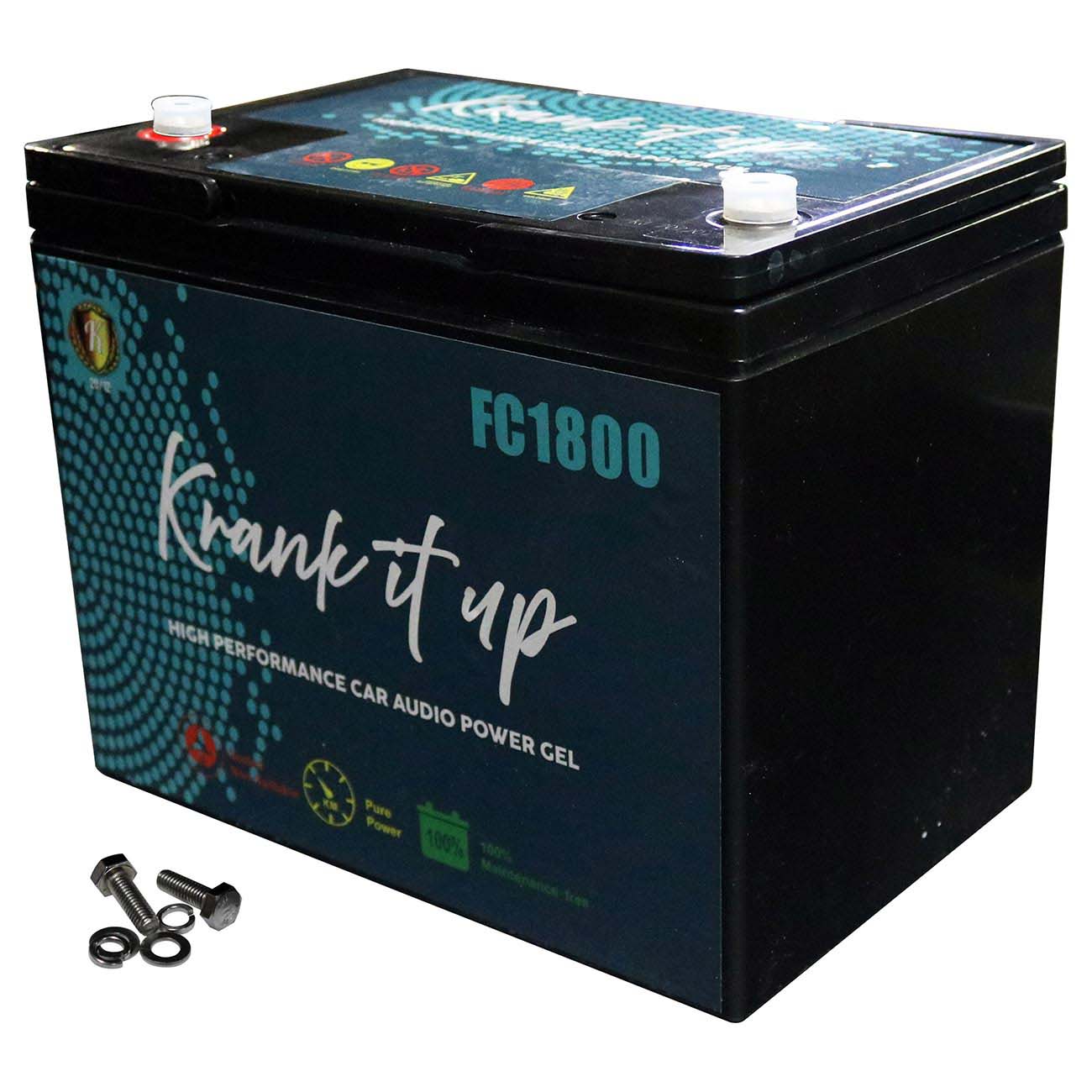 Krank It UP FC1800 12V Power Cell Car Audio Battery – 1900W / 81Ah High Performance Auxiliary Battery for Amplifiers & Sound Systems