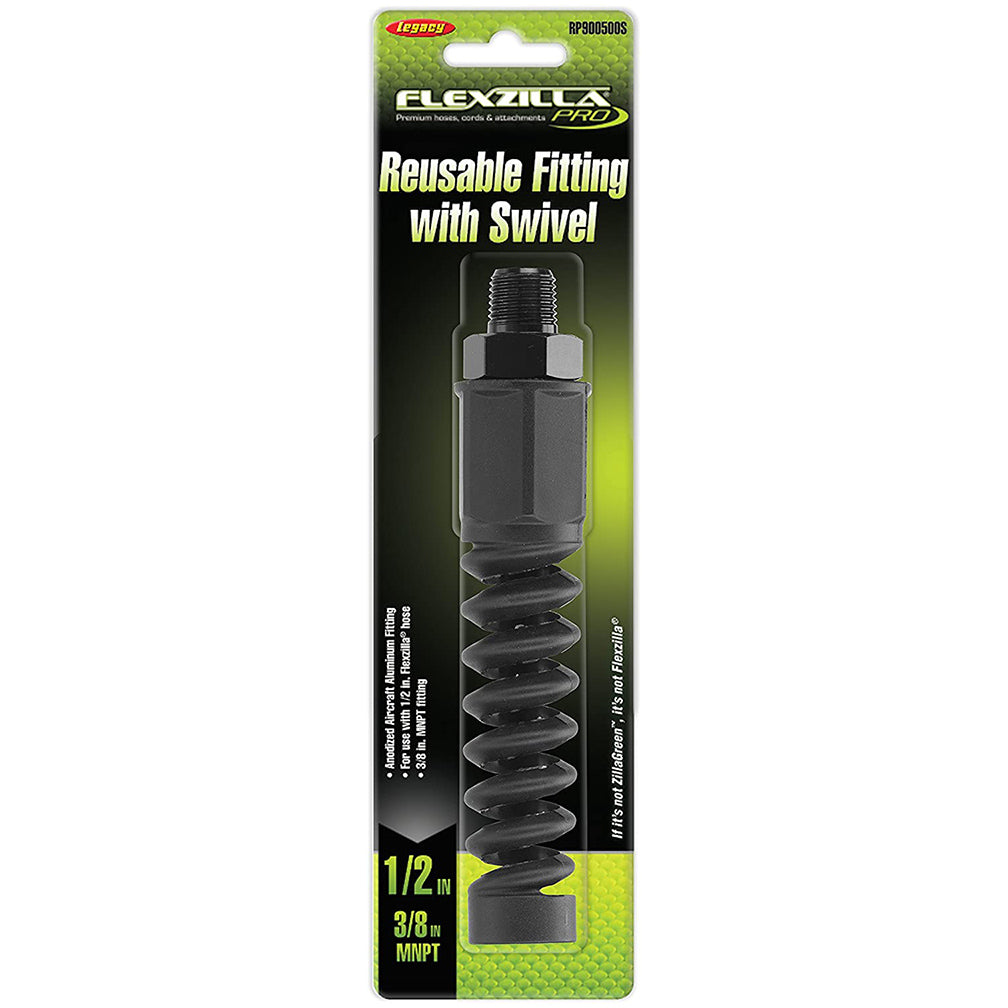 Flexzilla 1/2" Air Hose Replacement End With 3/8" MNPT Field Repairable Legacy RP900500 Aluminum Fitting