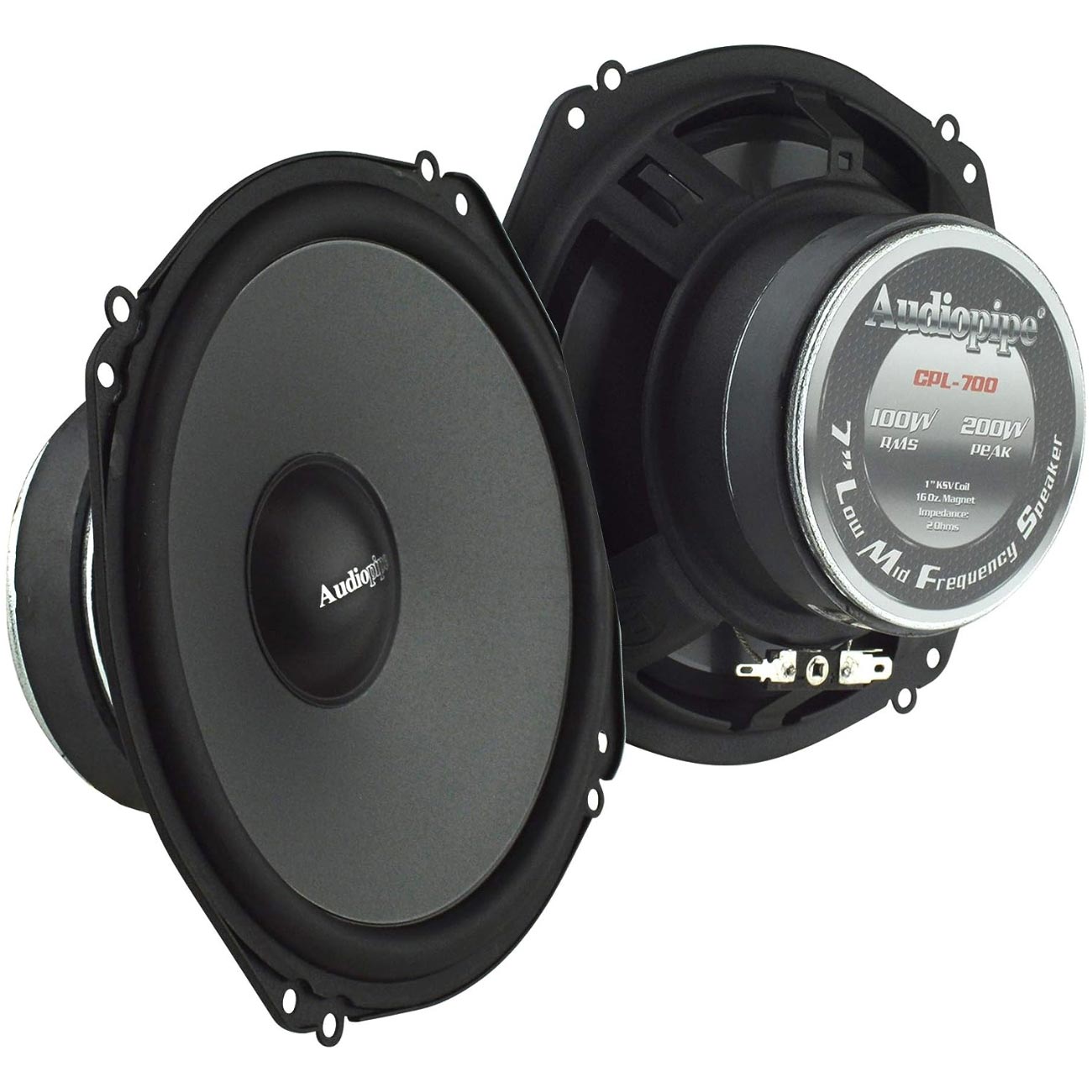 Audiopipe CPL700 7.75 x 15.75 x 3.25 in Shallow Mount 7A Low Mid Frequency Speaker - Set of 2