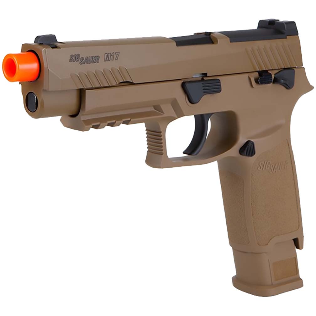 Sig Sauer Proforce 6mm BB Caliber Metal Slide Construction with Full Blow-Back Action 21rd M17 Airsoft Pistol, Coyote Tan, Green Gas Power Source