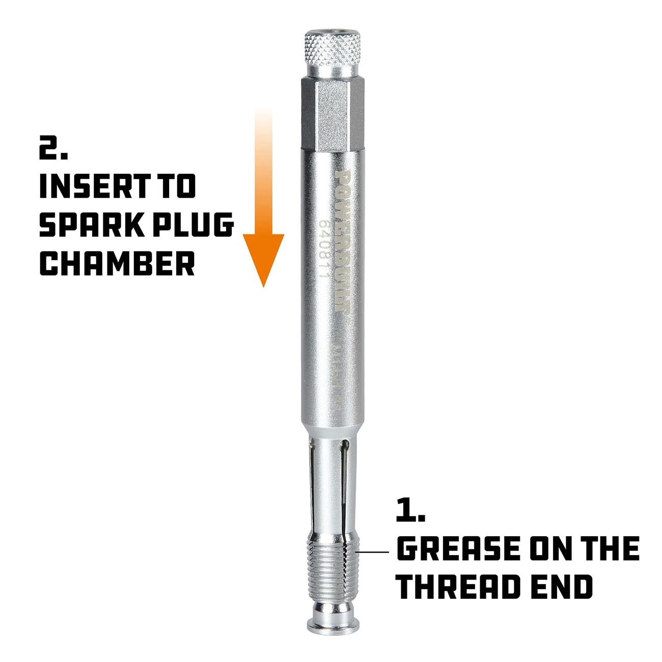 Powerbuilt 14mm Back Tap Spark Plug Thread Repair Tool, Straightening Tool, Motorcycle Spark Plugs, Repairs Damaged Threads, Collapsible Design - 640811