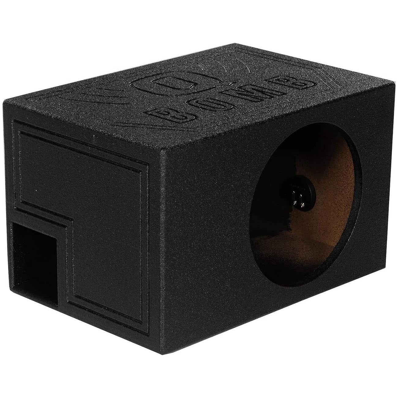 QPower QBOMB, Single 10" Tough Vented Shallow Ported Car Audio Subwoofer Box Enclosure with 1.4 Cubic Feet of Air Space, Black