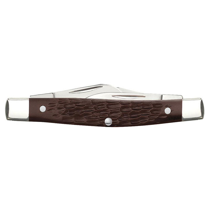 Case WR XX Pocket Knife Brown Synthetic Jigged Medium Stockman Item #106 - (6344 SS) - Length Closed: 3 1/4 Inches