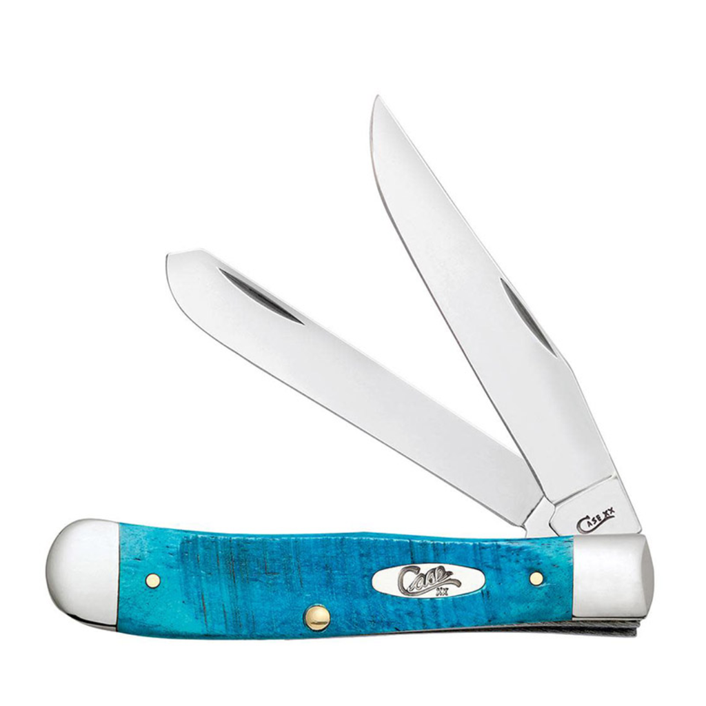 Case WR XX Pocket Knife Trapper Caribbean Blue Jig Bone Item #25592 - (6254 SS) - Length Closed: 4 1/8 Inches