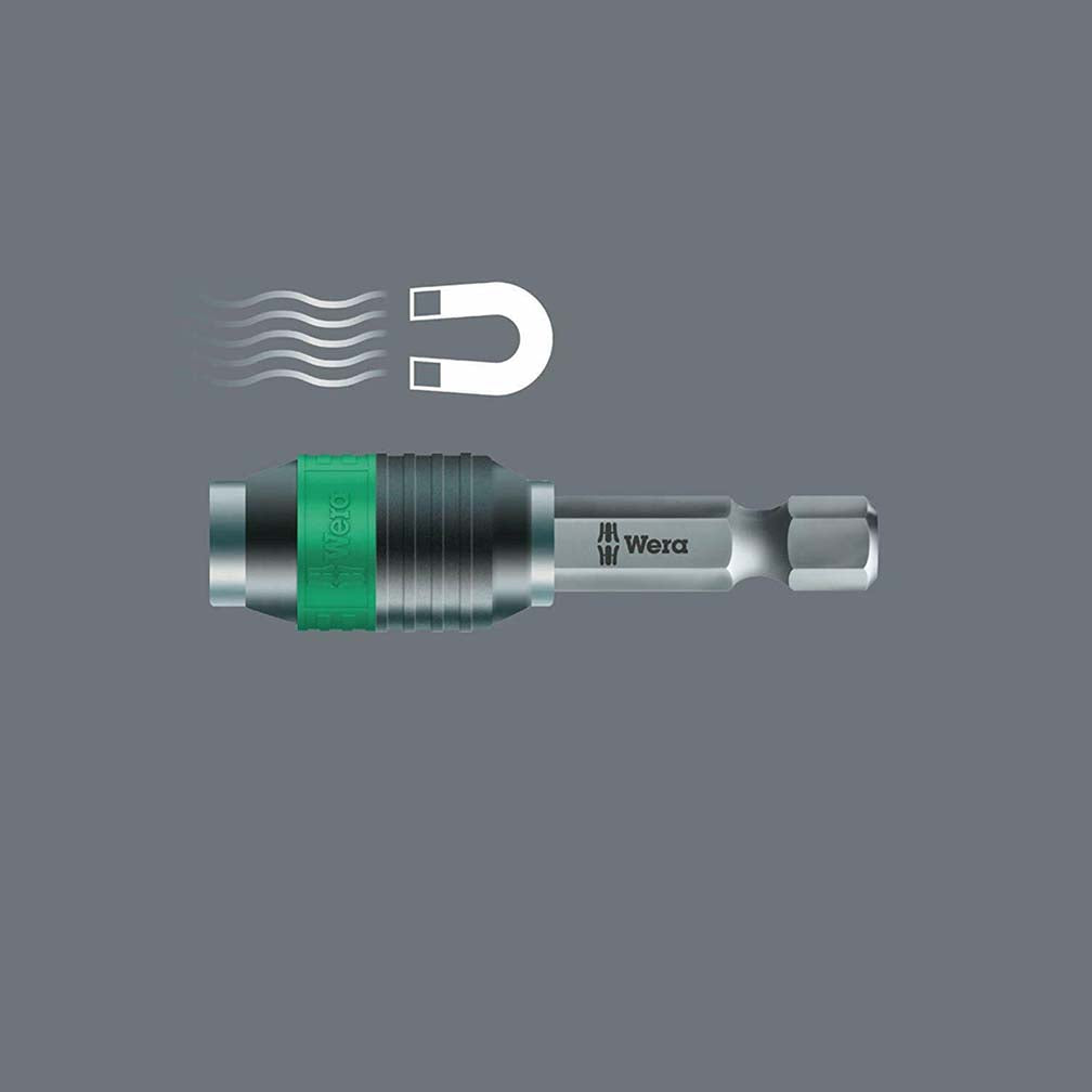 Wera - 5052502001 889/4/1 K Rapidaptor Universal Bit Holder for 1/4" Hex Drives, 2" Long