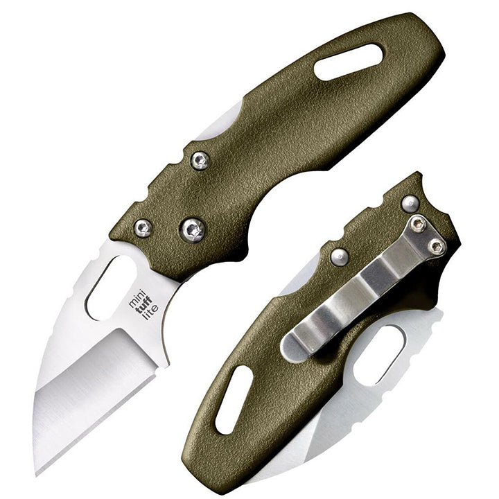 Cold Steel Mini Tuff Lite 2" 4034SS Sheepsfoot Razor-Sharp Blade 3" Griv-Ex OD Green Handle Everyday Carry Pocket Folding Knife