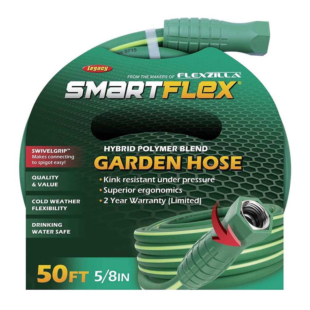 SmartFlex Garden Hose, 5/8 in. x 50 ft., Hybrid, Green - HSFG550GR
