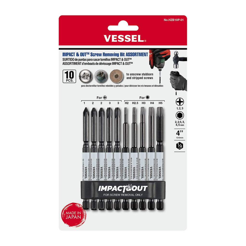 (USA Official) VESSEL Impact & Out Screw Removing Bit assortment