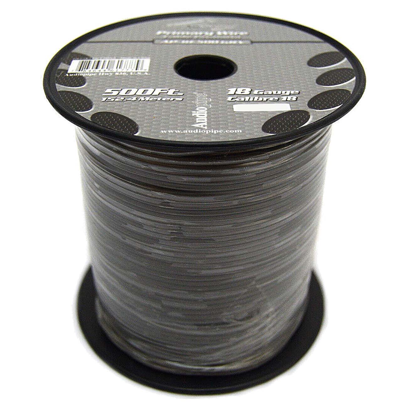 Audiopipe AP18500GREY 18 Gauge Primary Wire 500 Ft Spool – Gray Automotive Power/Ground Wire, Stranded Copper, Flexible Car Audio & Electrical Wire